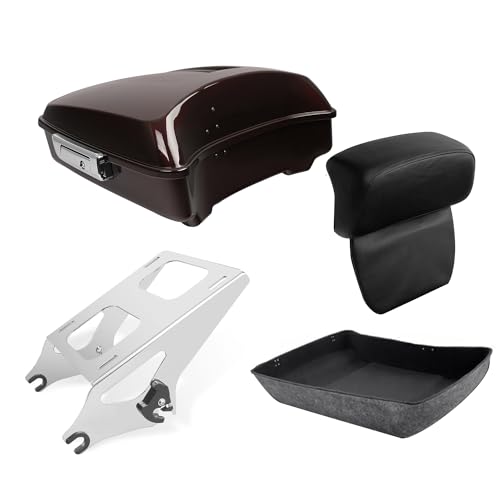 TCT-MOTORPARTS Chopped Luggage Kit w/Backrest Pad Two-Up Mounting Rack Fit for Harley Street Glide Special 2018 Twisted Cherry Touring 2014-2024 - color: Twisted Cherry Chopped Pack #1