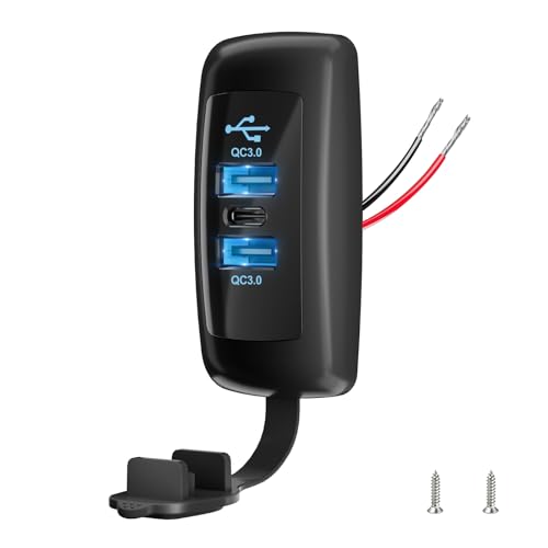 3 Ports 12V RV USB Outlet 72W, Type-C PD3.0 Quick Charge & Dual USB-A QC3.0 Panel Wall Surface Mount, Automotive Car Multi-Port Socket Charger Adapter for RV Marine Boat Bus Camper ATV Truck - color: 1PCS
