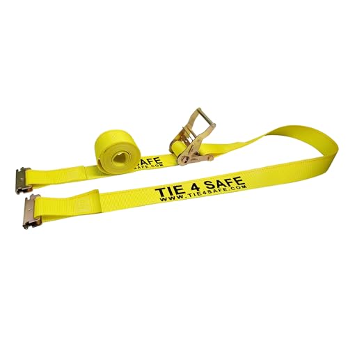 Mega Cargo Control Heavy Duty E Track Ratchet Straps - 4,400 Lbs Break Strength, Yellow 2" x 12' Logistic Tie Downs for Enclosed Trailers, ATV, Car Hauling, Organizing (1 Pack) - color: Yellow, size: 1 Pack