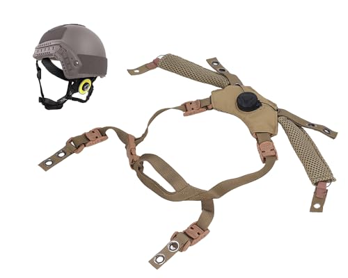 Helmet Chin Strap for Fast MICH Wendy Helmet, 4 Points Tactical Helmet Accessories Retention System Chin Strap, Helmet General Suspension Lanyard with 4 Sets of Fastening Screws - color: Tan