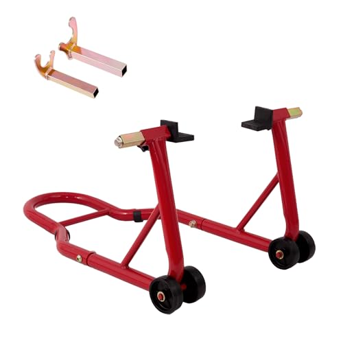 Universal Motorcycle Stand, 850 LBS Heavy Duty Wheel Lift Stands with 6.7-11.8" U Adjustable Swingarm, Motorcycle Paddock Stand fits for Yamaha, Honda, Kawasaki, Red - color: Red-1pc