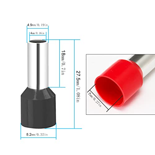 8 Gauge Wire Ferrule Connectors, for 8 Awg Automotive Power/Ground, Battery Cable, Car Audio, RV, Amp, CCA, 8ga Automotive Wire, Amp Kit, Battery Cables, Wiring Kit, (Red + Black Box of 150) - color: 8 Gauge Ferrule Connectors (Red + Black )