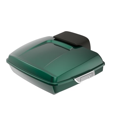 Advanblack Alpine Green Chopped Tour Trunk Pack Chrome Latches Compatible with Harley Touring 14-25 Road King Road Glide Street Glide - Weather Resistant, Spacious Storage for Daily & Short Touring - color: Alpine Green, size: Chopped Rear Tour Trunk Pack