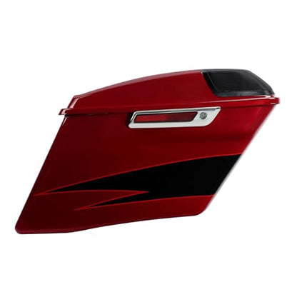 HR3 Starfire Black/Atomic Red 4" Stretched Hard Saddlebags w/Speaker Lids Compatible with 2017 CVO Street Glide FLHXSE (Replace for OEM) - color: Starfire Black / Atomic Red