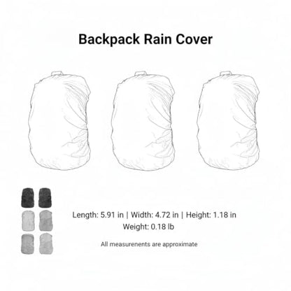 Backpack Rain Cover with Reflective Strips, Polyester Pack Cover for Hiking and Cycling, Black (1 PC)