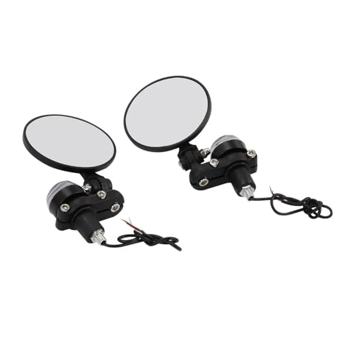 1 Pair Motorcycle Rearview Mirrors Foldable Round 7/8" Bar End Side Mirrors With LED Turn Signals For Bike mirror + light