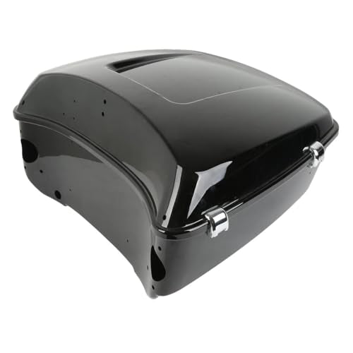 TCMT King Motorcycle Tour Trunk with Backrest 6.5" Speakers 2 Up Mount Rack Fit for Harley 2014-2025 Touring CVO Road King Road Glide Street Glide Electra Glide Ultra Limited Pack - color: Style A+Speakers#1+Black 2 Up Rack#2