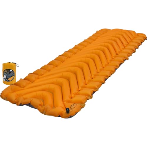 KLYMIT Insulated Static V Lite Inflatable Sleeping Pad | Comfortable, Lightweight, Easy to Inflate, Portable Air Bed for Hiking, Backpacking & Camping — Orange - style: Insulated