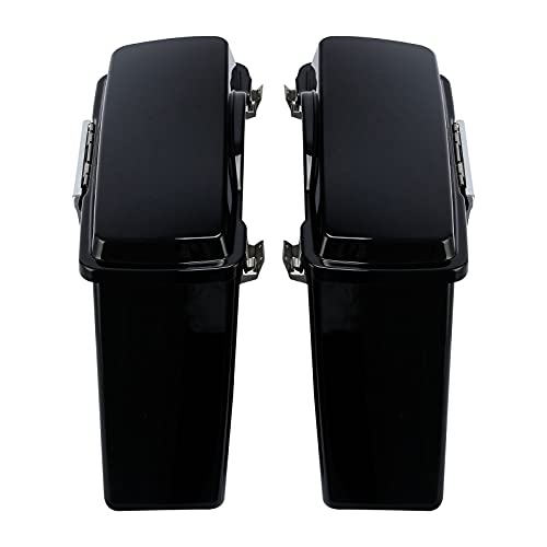 TCMT Hard Saddle bags Saddlebag Trunk Lid Latch Keys Fits For Harley Davidson Road King Road Glide Street Glide Electra Glide Ultra Classic 1994-2013 - color: Vivid Black Chrome Latches#B