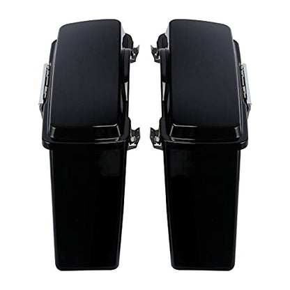 TCMT Hard Saddle bags Saddlebag Trunk Lid Latch Keys Fits For Harley Davidson Road King Road Glide Street Glide Electra Glide Ultra Classic 1994-2013 - color: Vivid Black Chrome Latches#B