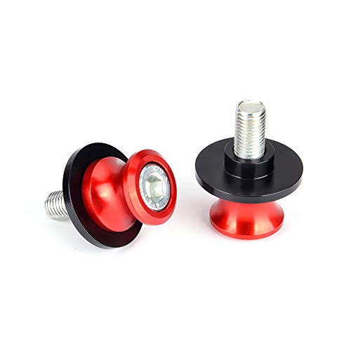 Goldfire 2pcs 10MM M10 X1.25 Motorcycle Swing arm Sliders Spools CNC Swing Arm Stand Screw for FZR 1000/600R/400 for Kawasaki Z750 /Z750S/ Z750R /ER-6F /ER-6N / Duke 125/200/390 (Red) - color: Red