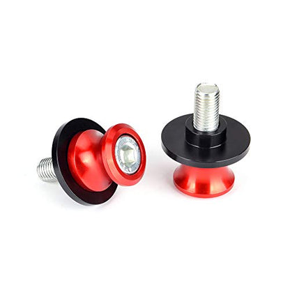 Goldfire 2pcs 10MM M10 X1.25 Motorcycle Swing arm Sliders Spools CNC Swing Arm Stand Screw for FZR 1000/600R/400 for Kawasaki Z750 /Z750S/ Z750R /ER-6F /ER-6N / Duke 125/200/390 (Red) - color: Red