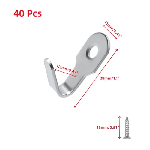 Oedema 40 Pcs Wall Mounted Hook Hangers Stainless Steel Single Hook with Screws Small Coat Hooks Hanger for Keys, Cups, Hats, Towel, Silver - style: Silver,40 Pcs