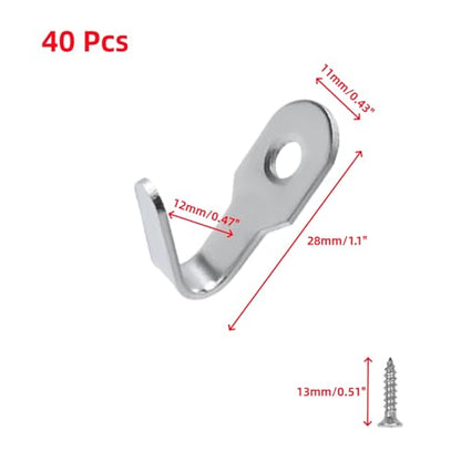 Oedema 40 Pcs Wall Mounted Hook Hangers Stainless Steel Single Hook with Screws Small Coat Hooks Hanger for Keys, Cups, Hats, Towel, Silver - style: Silver,40 Pcs