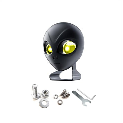 1PCS Alien-Style Motorcycle Auxiliary Lights, Motorcycle Healights Driving Light with High/Low Beam Mode, 30W DC12V-90V, ATV Led Lights, Led Spot Light for Truck ATV UTV Dirtbike Ebike - style: 1PCS High Beam-White&Low Beam-Yellow