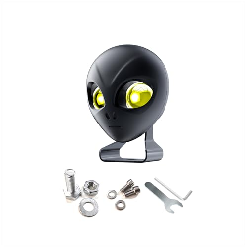 1PCS Alien-Style Motorcycle Auxiliary Lights, Motorcycle Healights Driving Light with High/Low Beam Mode, 30W DC12V-90V, ATV Led Lights, Led Spot Light for Truck ATV UTV Dirtbike Ebike - style: 1PCS High Beam-White&Low Beam-Yellow