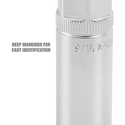 OEMTOOLS 22880 9/16" Magnetic Spark Plug Socket, 3/8" Drive, Alloy Steel, Magnetic Retention, Chrome Finish, For Domestic Vehicles, Easy ID Markings, Knurled Grip - style: 9/16 inch