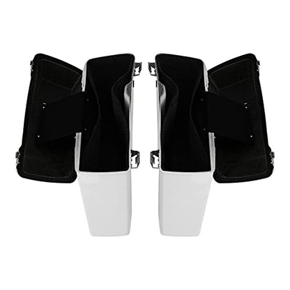 TCMT Hard Saddle bags Saddlebag Trunk & Liners Carpet Insert Fits For Harley Touring Road King Road Street Glide Ultra Classic FLHT FLHR FLHX 1994-2013 - color: White Chrome Latches#B