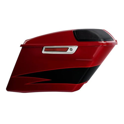 HR3 Starfire Black/Atomic Red 4" Stretched Hard Saddlebags w/Speaker Lids Compatible with 2017 CVO Street Glide FLHXSE (Replace for OEM) - color: Starfire Black / Atomic Red