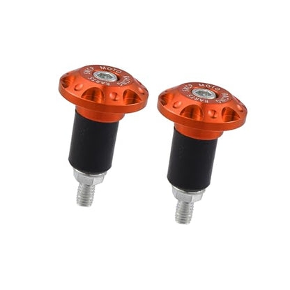 1 Pair 7/8" 22mm Motorcycle Hand Grips Handlebar End Slider Caps Plugs Aluminum Alloy Orange Automotive Parts