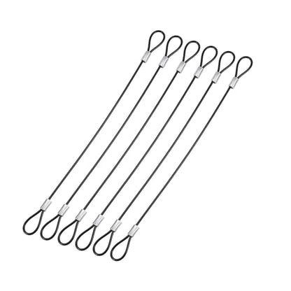 YOKIVE 6 Pcs Safety Cable Locks, Stainless Steel Security Wire Ropes with Double Loop | Great for Homes Doors Fences (Black, 8-Inch, 2mm Dia) - size: 8-Inch,2mm