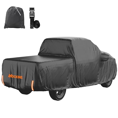 Mockins 235"x80"x77" Pickup Truck Cover Waterproof All Weather Tarp | 250G PVC + HD Cotton Car Covers for Automobiles | Universal Indoor & Outdoor Car Cover for Truck | Ford F-150 Full Exterior Covers - size: Pick Up Truck - Large - 235" x 80" x 77"