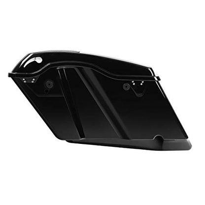 TCT-MOTORPARTS 4" Extended Hard Saddlebag 6x9'' Speaker Lid Fit For Harley Touring CVO Road Glide Electra Glide Street Glide Road King 2014-2024 - color: Vivid Black w/ Chrome Latches 6x9 Speaker Lids