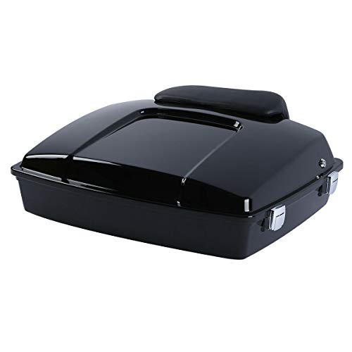 TCMT Razor Motorcycle Trunk Box Backrest Pad Fit For Harley 2009-2013 Touring Road Glide Street Glide Electra Glide Road King 2009-2013 (Chrome Latches)- Pack - color: Chrome Lacthes Trunk+Backrest