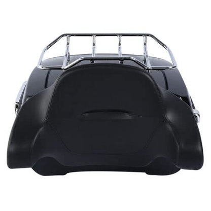TCMT King Motorcycle Trunk Backrest Pad Luggage Two Up Mounting Rack Fit For Harley Touring 1997-2008 Electra Glide Road Glide Street Glide Pack - color: No Speaker Holes: Style A Chrome Rack