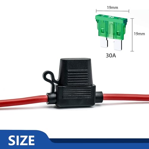 12 AWG Inline Fuse Holder - 12 Gauge Fuse Holder for 30A Blade Fuse (6 Pack) - size: 12 AWG