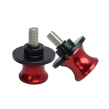2pcs M8 X1.5 Motorcycle Swing Arm Spools Sliders CNC 8mm Swingarm Stand Screw Replacement for Honda Suzuki BMW Kawasaki（Red) - color: Red