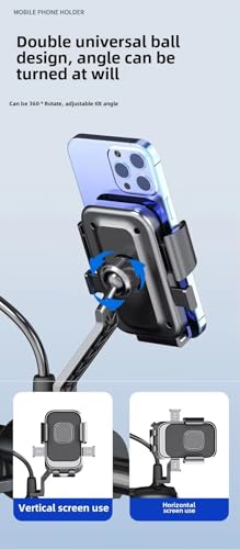 Cell Phone Stand Flexible Mobile Clip Mount Quickly Lock Bike Phone Holder Bicycle Motorcycle (Rearview Black) - style: RearView Black
