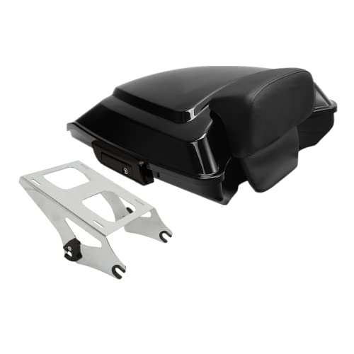TCMT 5.5" Razor Motorcycle Trunk Box Backrest Pad Mounting Rack Fit For Harley 2014-2025 Touring CVO Road King Road Glide Street Glide Electra Glide Ultra Limited Pack - color: Black Latches Trunk Set+Chrome Rack A1, size: Fit For Touring 2014-2023