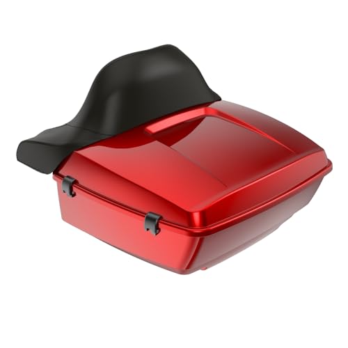 Advanblack 2024 Road Glide King Tour Trunk Pack Compatible with Harley Touring CVO Road Glide, Street Glide, 2023.5 2024 2025 Detachable Mounting Rack, Full Backrest & Trunk Liners (Brilliant Red) - color: Brilliant Red