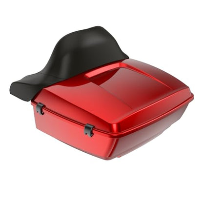 Advanblack 2025 Road Glide King Tour Trunk Pack Black Latch Wrap-Around Backrest Compatible with 1997-2025 Harley Touring Road Glide, Street Glide, Electra Glide (Brilliant Red) - color: Brilliant Red