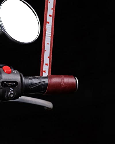 Trip Machine Company Motorcycle Handlebar Leather Grip Wrap Covers – Universal Throttle Grip Covers with Double Sided Tape – Anti-Slip Bike Handle Accessories - color: Cherry Red
