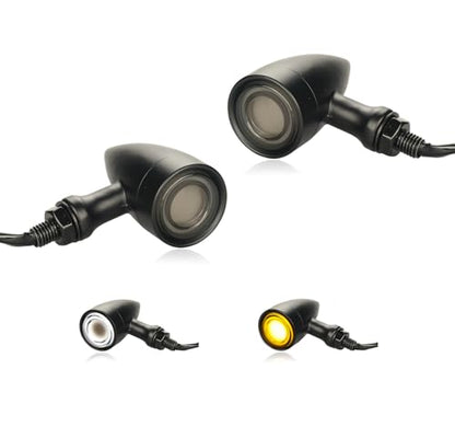 Motorcycle Universal LED Turn Signals Front Bullet Running Lights Compatible with Harley Honda Yamaha Kawasaki Suzuki - color: Amber/White