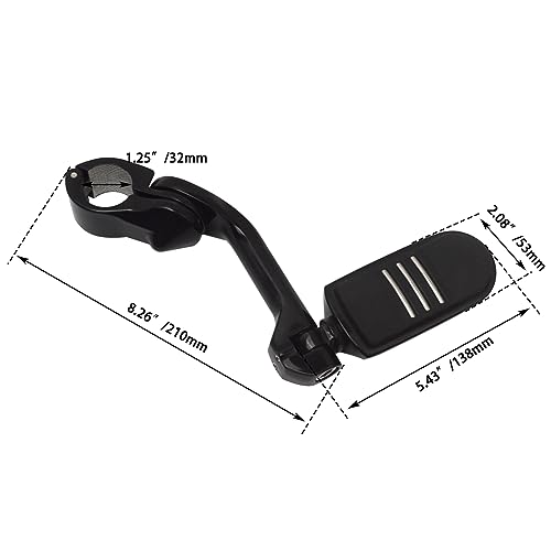 FOVPLUE 1.25" Highway Footpegs,Long Angled Adjustable Highway Pegs w/Mounts for Harley Touring Street Glide Electra Glide Road King Softail CVO Dyna Trike VRSC Sportster w/1-1/4" Engine Guard,Black#3 - color: GLOSS BLACK