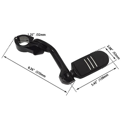 FOVPLUE 1.25" Highway Footpegs,Long Angled Adjustable Highway Pegs w/Mounts for Harley Touring Street Glide Electra Glide Road King Softail CVO Dyna Trike VRSC Sportster w/1-1/4" Engine Guard,Black#3 - color: GLOSS BLACK