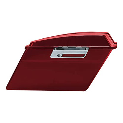 TCMT Hard Saddle bags Saddlebag Trunk W/Latch Keys & Liners Carpet Insert Fits For Harley Touring Road King Road Street Glide Electra Glide Ultra FLHT FLHR FLHX 1994-2013 - color: Red Chrome Latches#B
