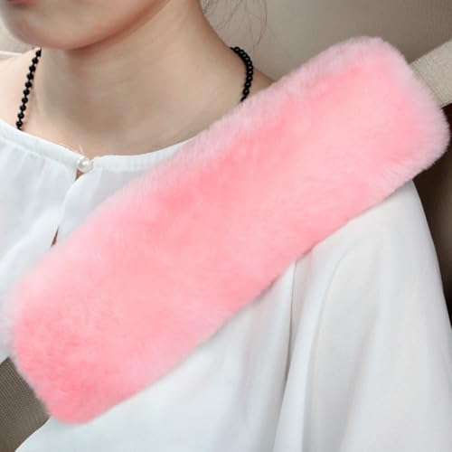Soft & Cozy Australian Sheepskin Car Seat Belt Covers,2 Pack Fluffy Seatbelt Pads, Genunie Sheepskin Fur Shoulder Straps Cushions for Adults Kids Women and Men (Light Pink) - color: Light Pink