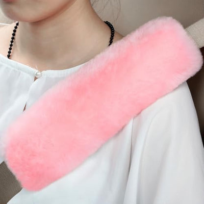 Soft & Cozy Australian Sheepskin Car Seat Belt Covers,2 Pack Fluffy Seatbelt Pads, Genunie Sheepskin Fur Shoulder Straps Cushions for Adults Kids Women and Men (Light Pink) - color: Light Pink