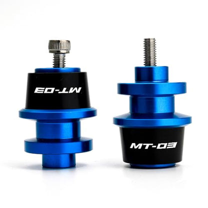MOWOK Fit For YAMAHA MT03 MT-03 2015 2016 2017 2018 2019 2020 2021 2022 2023 2024 2025 Motorcycle Accessories 6MM Swingarm Spools Slider M6 Stand Screws (Blue) - color: Blue