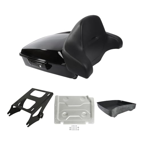 Vivid Black Chopped Tour Luggage Trunk Backrest Mount Rack Base Plate Fit For Harley 2014-2025 Street Road Glide FLHR FLHX - color: Chopped Trunk Set #1