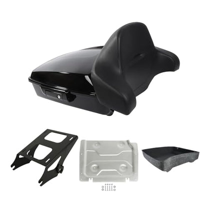 Vivid Black Chopped Tour Luggage Trunk Backrest Mount Rack Base Plate Fit For Harley 2014-2025 Street Road Glide FLHR FLHX - color: Chopped Trunk Set #1