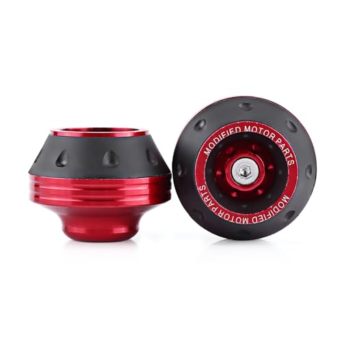 Motorcycle Axle Sliders, Front Axle Sliders, Set of 2, Aluminum Alloy Material, Fall Prevention, Easy Installation, Front Wheel Cup Protector, 59 X 46 X 15MM, Hole Diameter 15MM, - color: Red