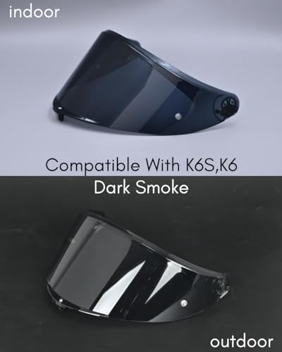 Compatible With K6S Visor K6 Face Shield Replacement Tinted Visor Helmet Accessories (Dark Smoke) - color: Dark Smoke