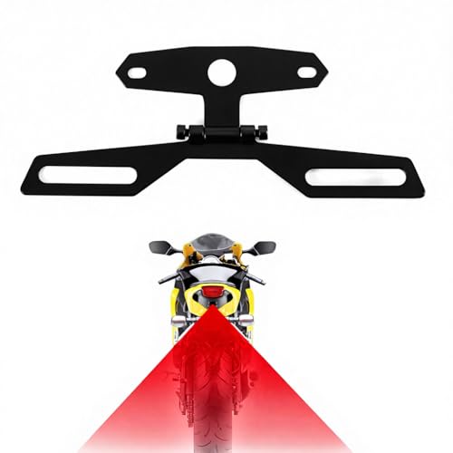 Adjustable Motorcycle License Plate Mount, Folding License Plate Tail Light Holder Rear Bracket Mount for Motorcycle Bike - color: Black
