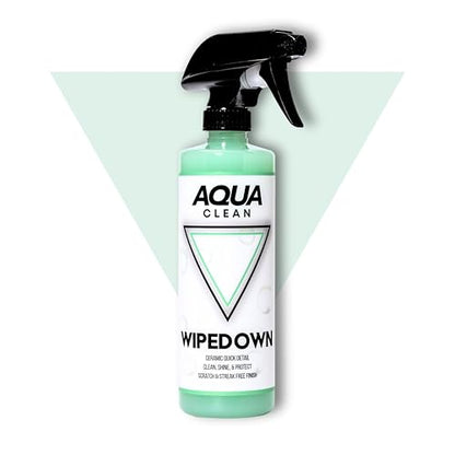 AquaClean WIPEDOWN Ceramic Quick Detailer Spray & Waterless Wash | SiO2 Hydrophobic Coating | Car, Truck, Boat, RV, Motorcycle & Off-Road | UV Protection | Shine & Protect | USA Made | 16oz