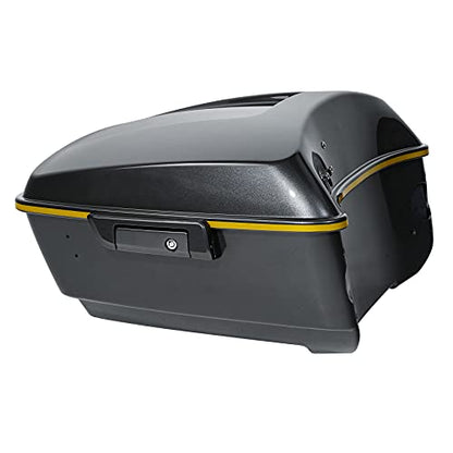 Gold/Black Geometric Shape Fade 13.7" King Trunk W/Latch Key Fit For Harley Trunk Touring CVO Road King Road Glide Street Glide Electra Glide Ultra Limited 2014-2025 - color: Gold/Black Geometric Shape Fade(W Speaker Holes)